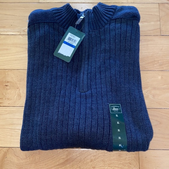 Men’s GH Bass Navy Blazer 1/4 Zip Long Sleeve Sweater XL  NWT - Picture 3 of 11